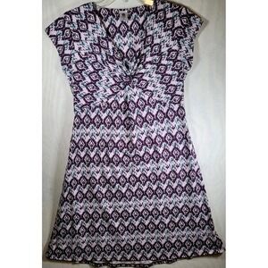 Soybu Geometric Purple and White Midi Dress